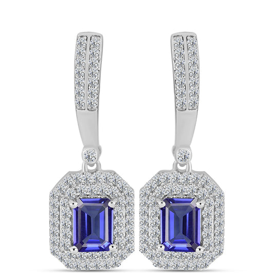 Brincos de Prata com Tanzanite AAA e Topázio Branco