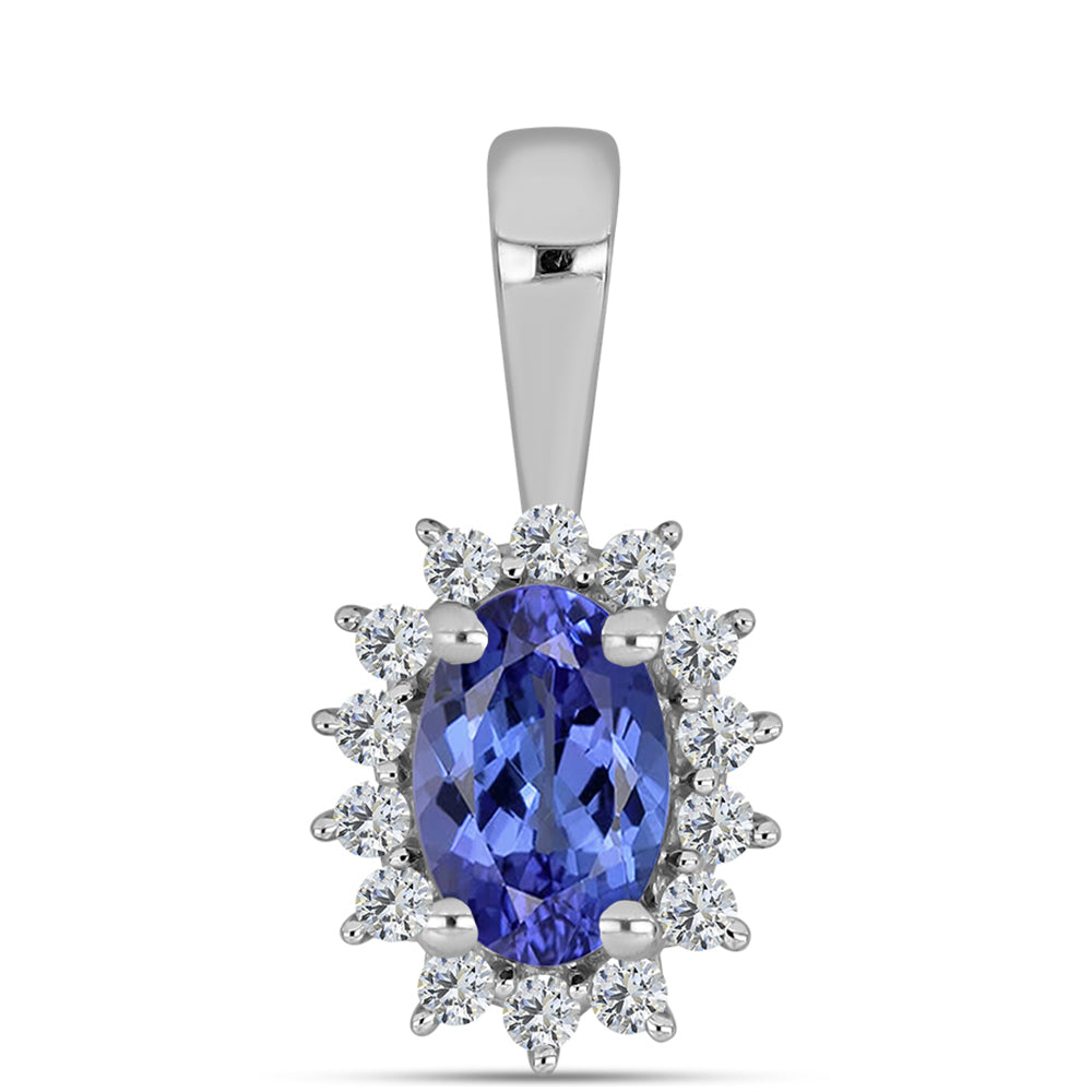 Pendente de Prata com Tanzanite AAA e Topázio Branco