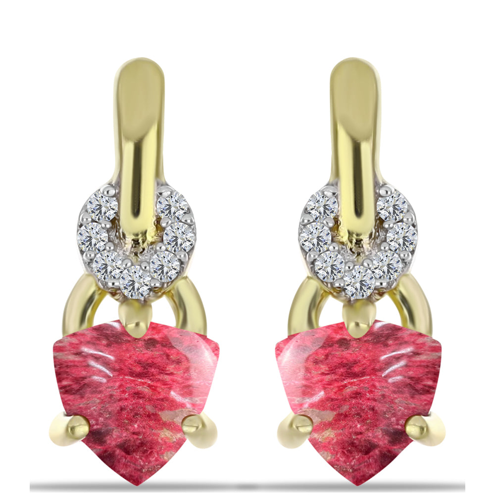 Brincos de Prata com Banho de Ouro com Thulite e Topázio Branco 1 