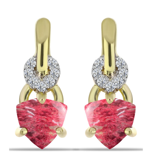 Brincos de Prata com Banho de Ouro com Thulite e Topázio Branco