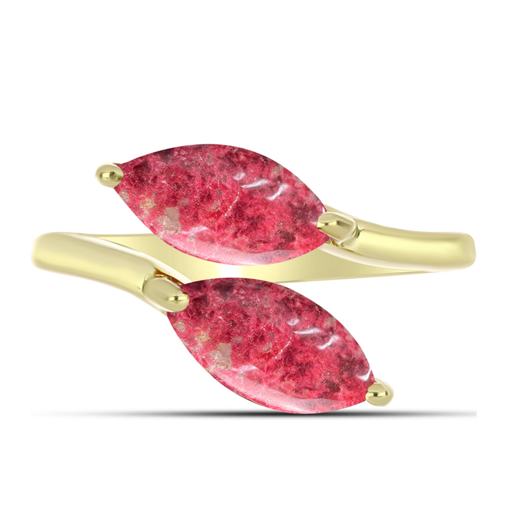 Anel de Prata com Banho de Ouro com Thulite 1 