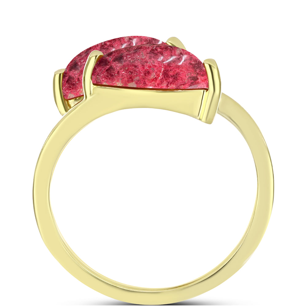 Anel de Prata com Banho de Ouro com Thulite 2 