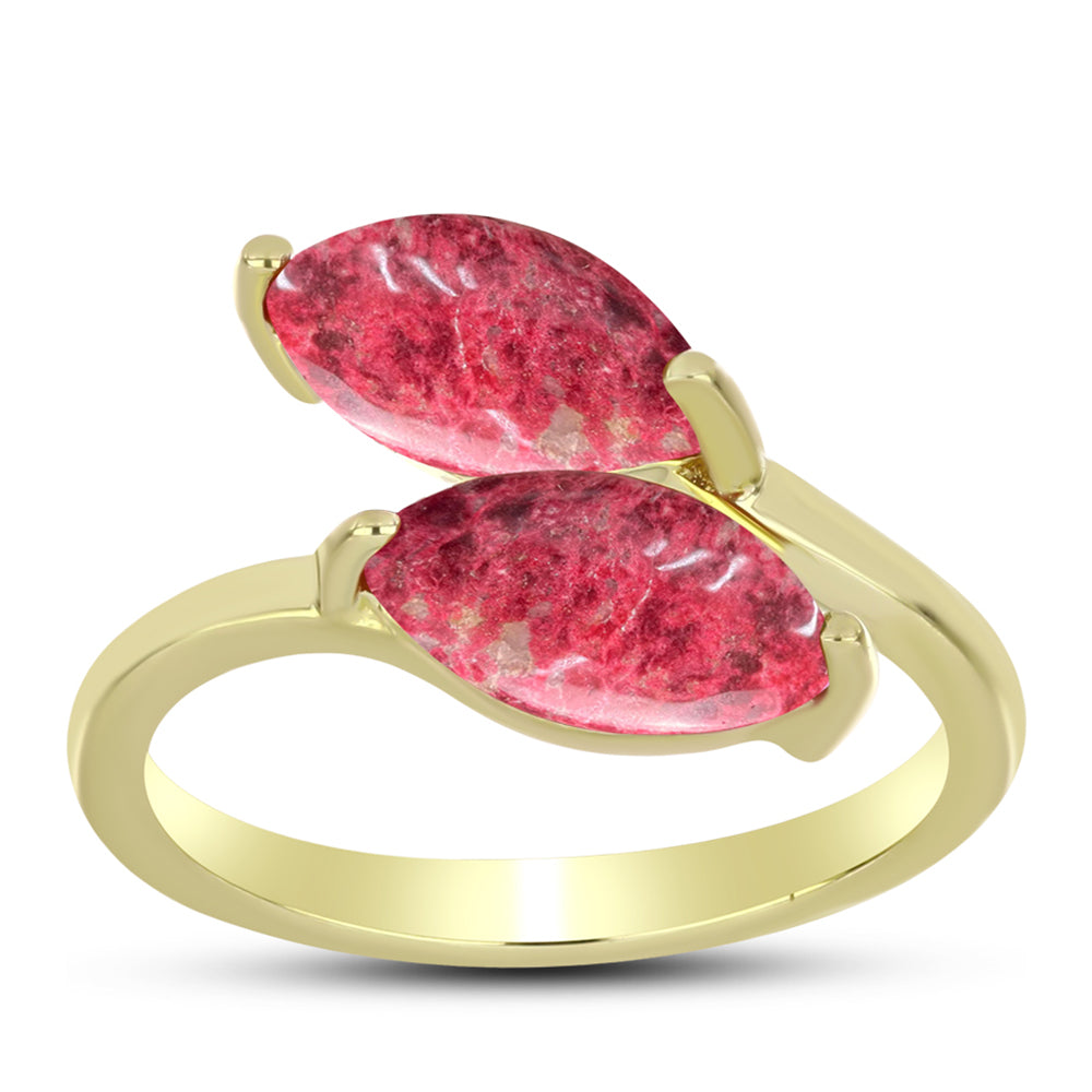 Anel de Prata com Banho de Ouro com Thulite