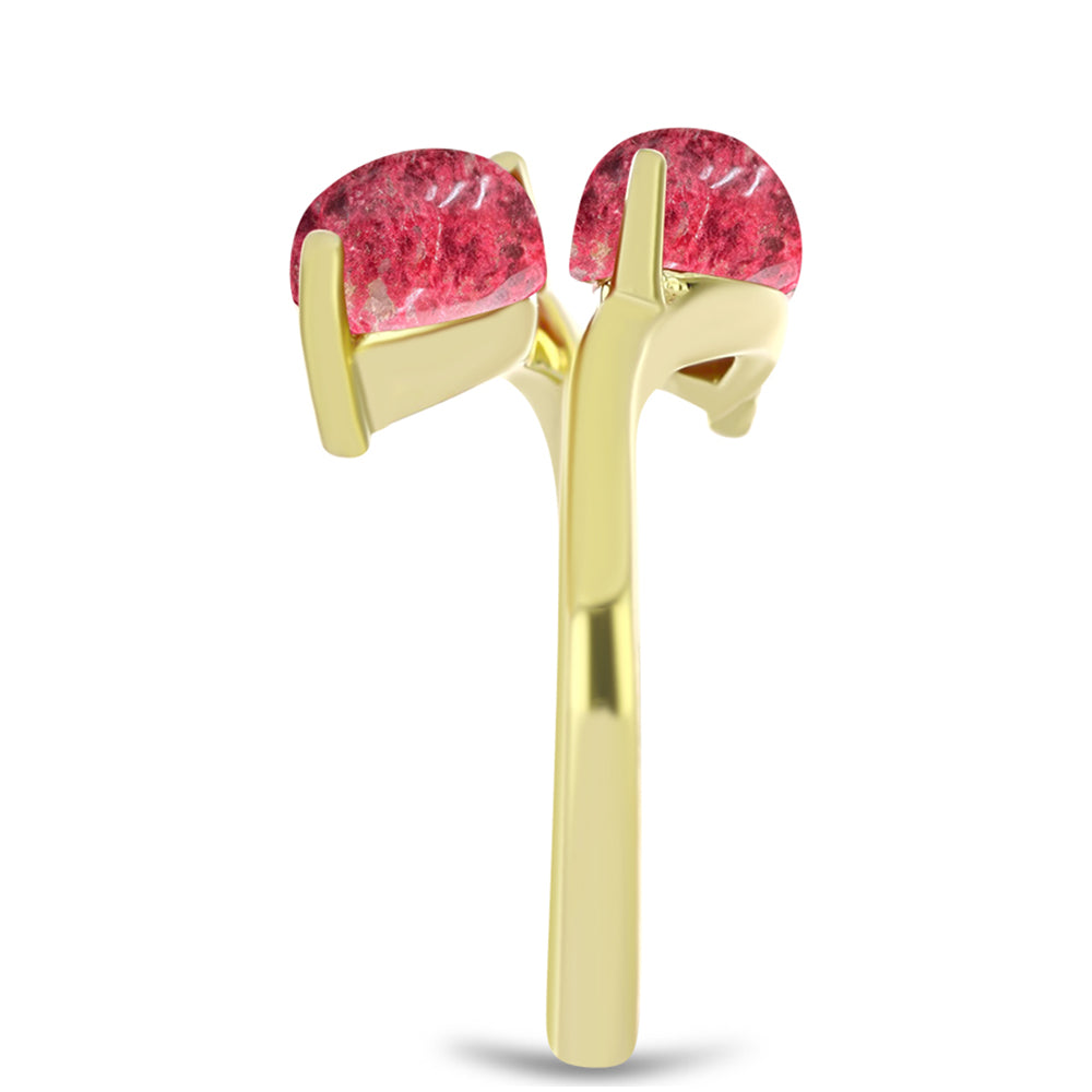 Anel de Prata com Banho de Ouro com Thulite