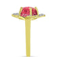 Anel de Prata com Banho de Ouro com Thulite e Topázio Branco  Contraste: Cabeca de Veado (800)