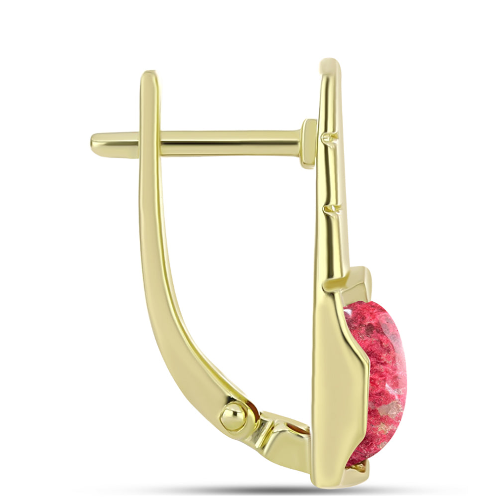 Brincos de Prata com Banho de Ouro com Thulite