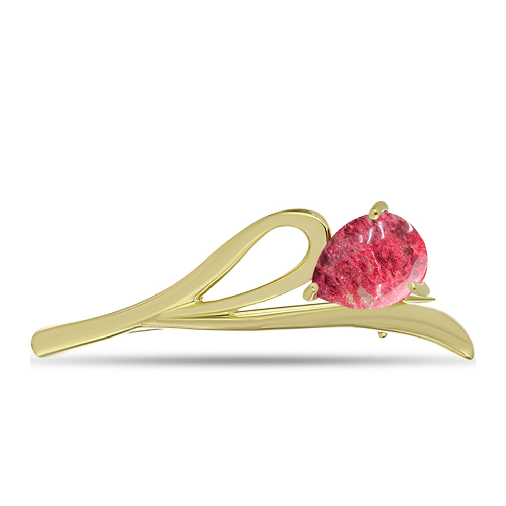 Alfinete de Prata com Banho de Ouro com Thulite  Contraste: Cabeca de Veado (800)