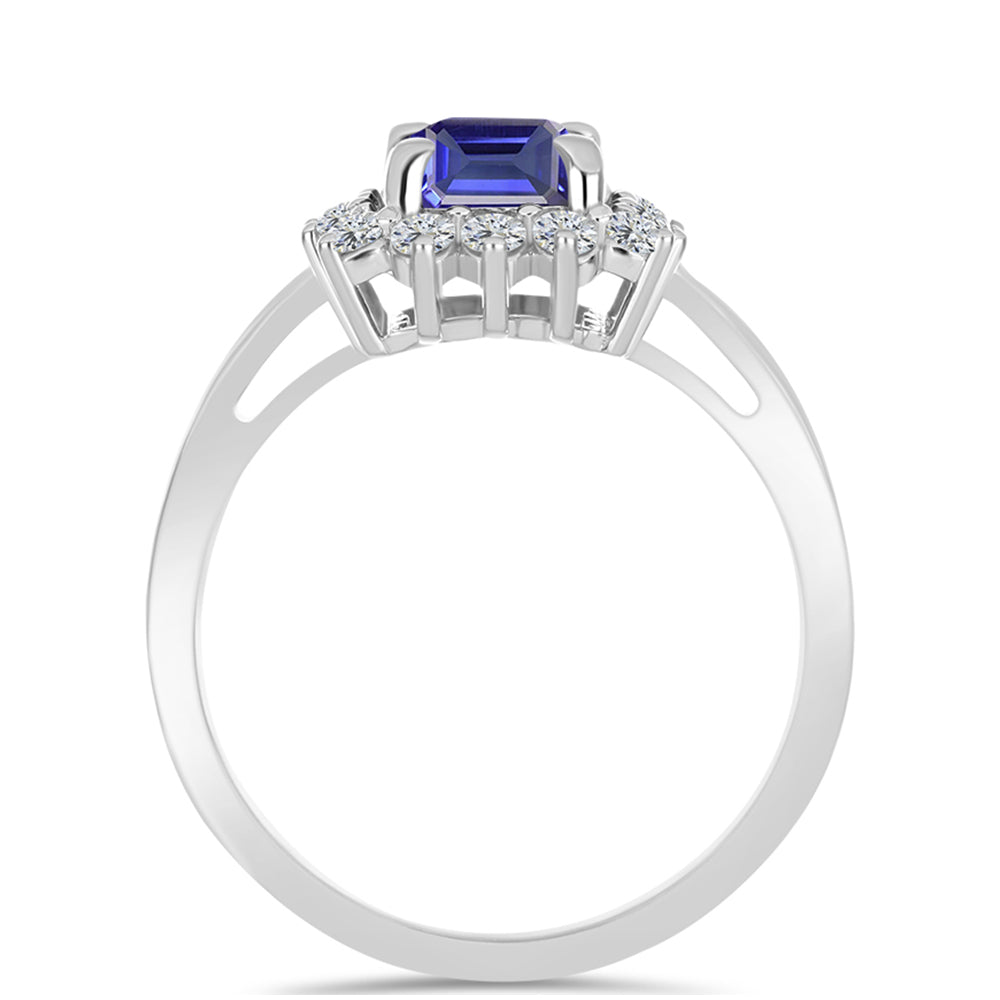 Anel de Prata com Tanzanite AAA e Topázio Branco
