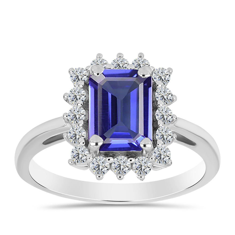 Anel de Prata com Tanzanite AAA e Topázio Branco