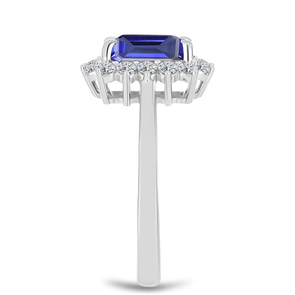 Anel de Prata com Tanzanite AAA e Topázio Branco 4 