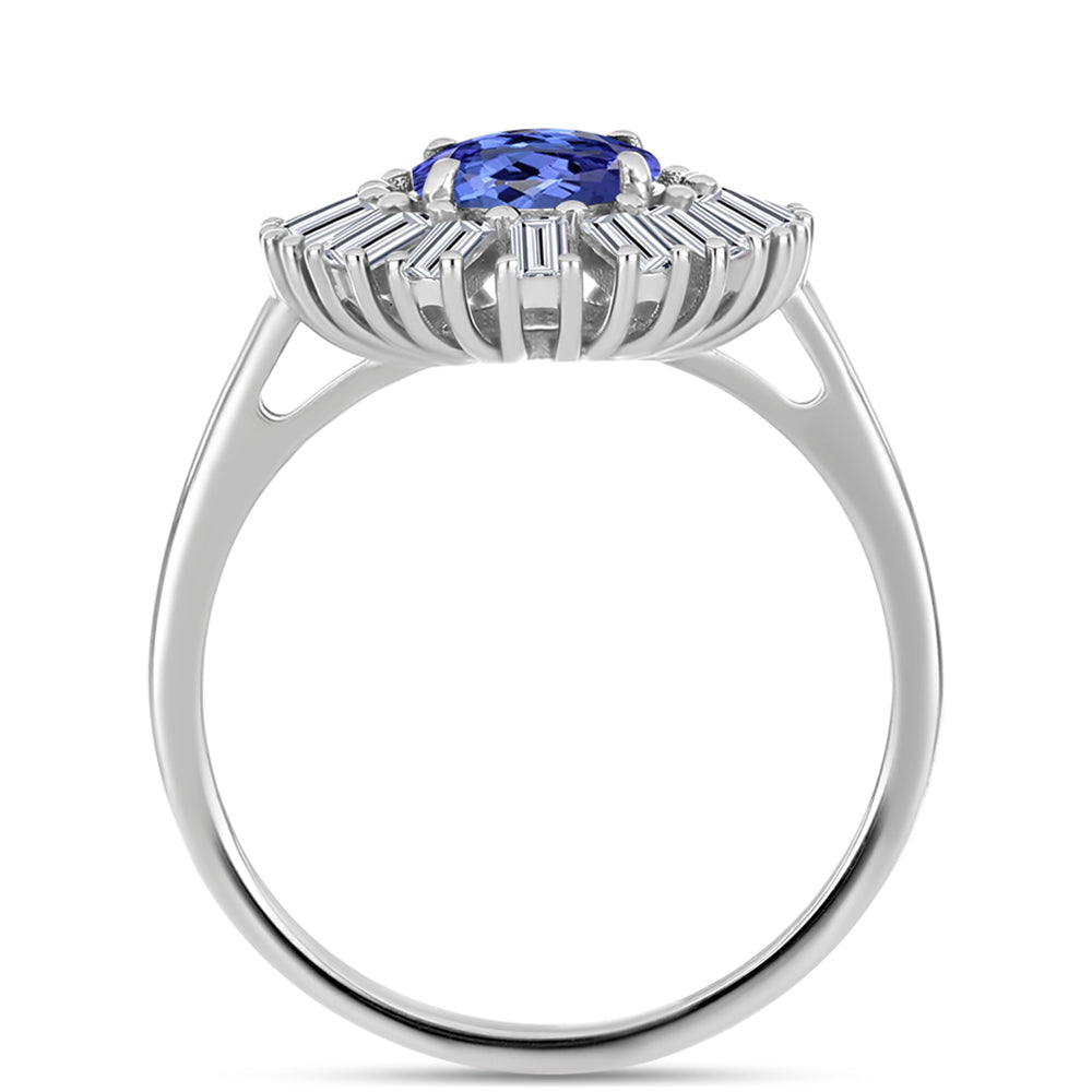 Anel de Prata com Tanzanite AAA e Zircão Branco  Contraste: Cabeca de Veado (800) 2 