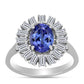 Anel de Prata com Tanzanite AAA e Zircão Branco  Contraste: Cabeca de Veado (800)