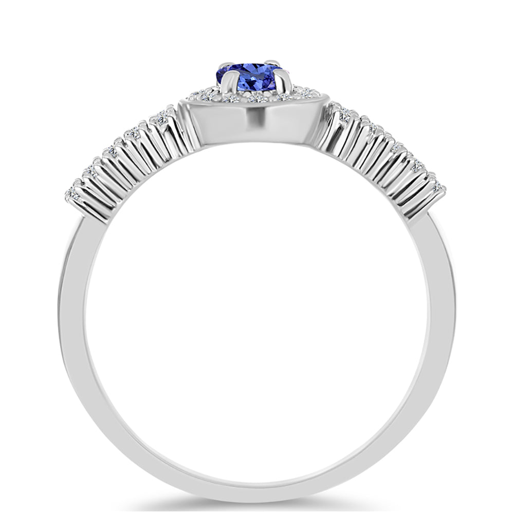 Anel de Prata com Tanzanite AAA e Topázio Branco