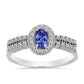 Anel de Prata com Tanzanite AAA e Topázio Branco