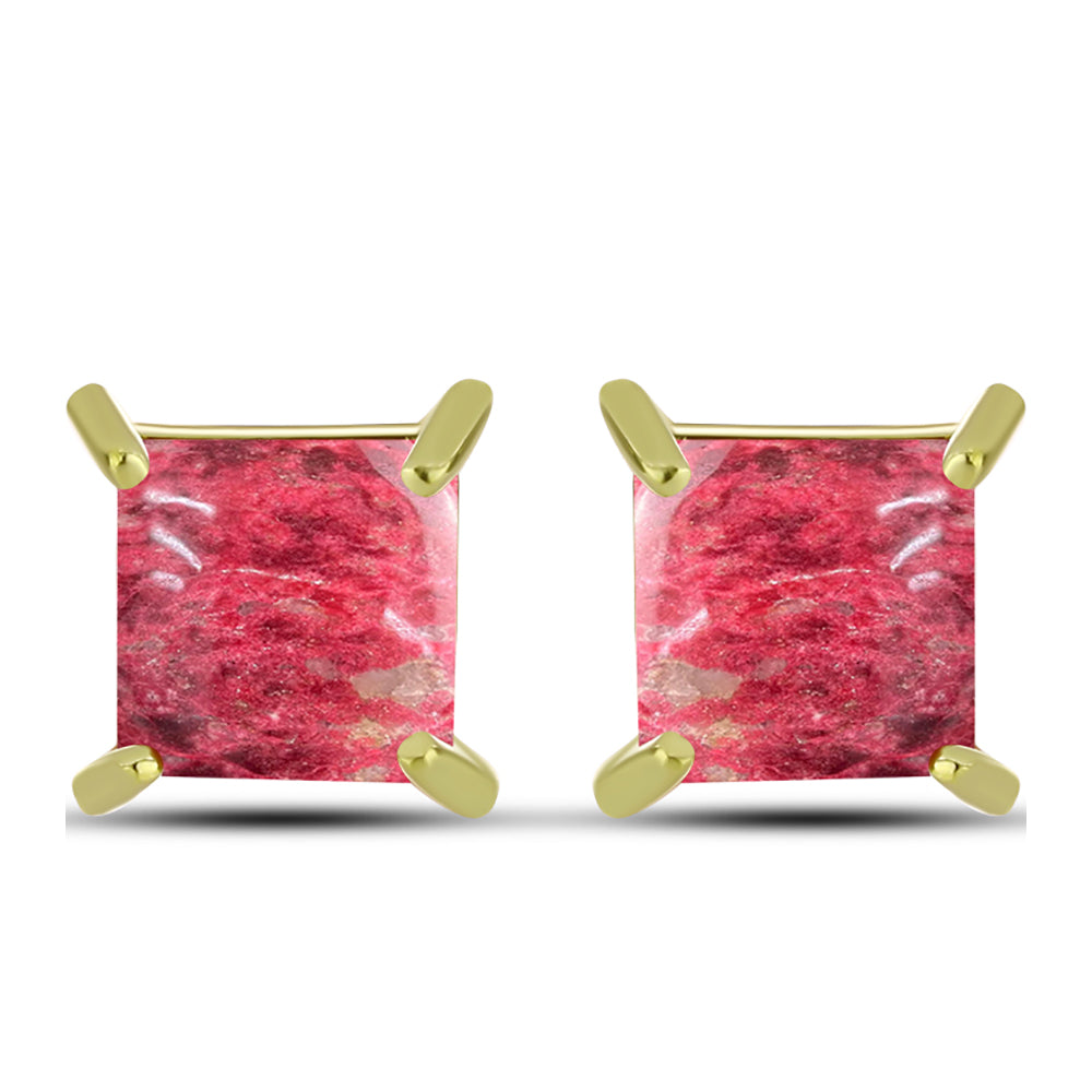 Brincos de Prata com Banho de Ouro com Thulite 1 