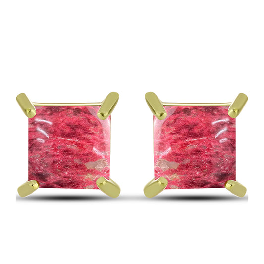 Brincos de Prata com Banho de Ouro com Thulite