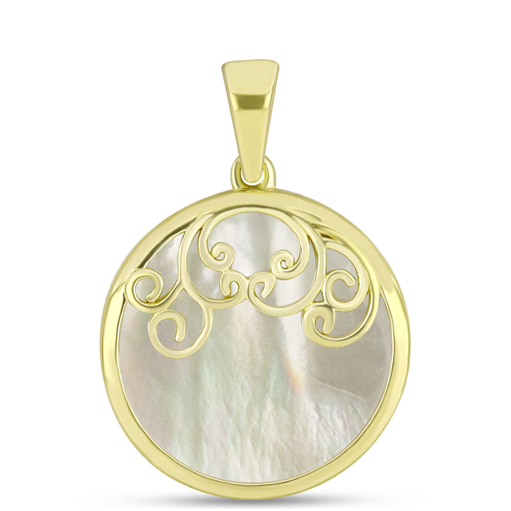 Pendente de Prata com Banho de Ouro com Mãe de Pérola  Contraste: Cabeca de Veado (800) 1 