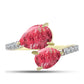 Anel de Prata com Banho de Ouro com Thulite e Topázio Branco
