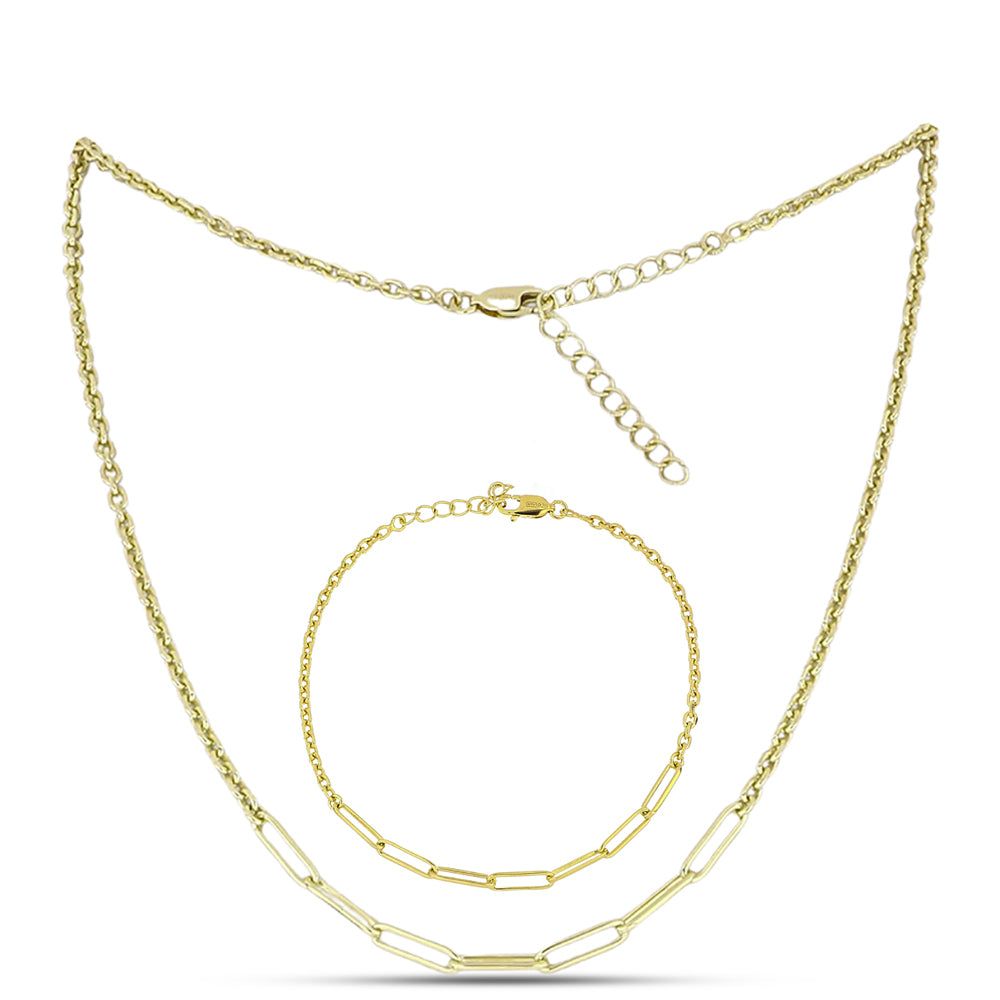Conjunto de Prata com Banho de Ouro ( Colar+Pulseira )  Contraste: Cabeca de Veado (800) 1 