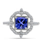 Anel de Prata com Tanzanite AAA e Topázio Branco