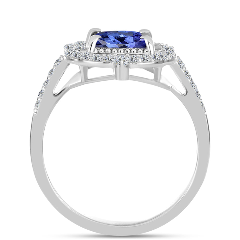 Anel de Prata com Tanzanite AAA e Topázio Branco 2 