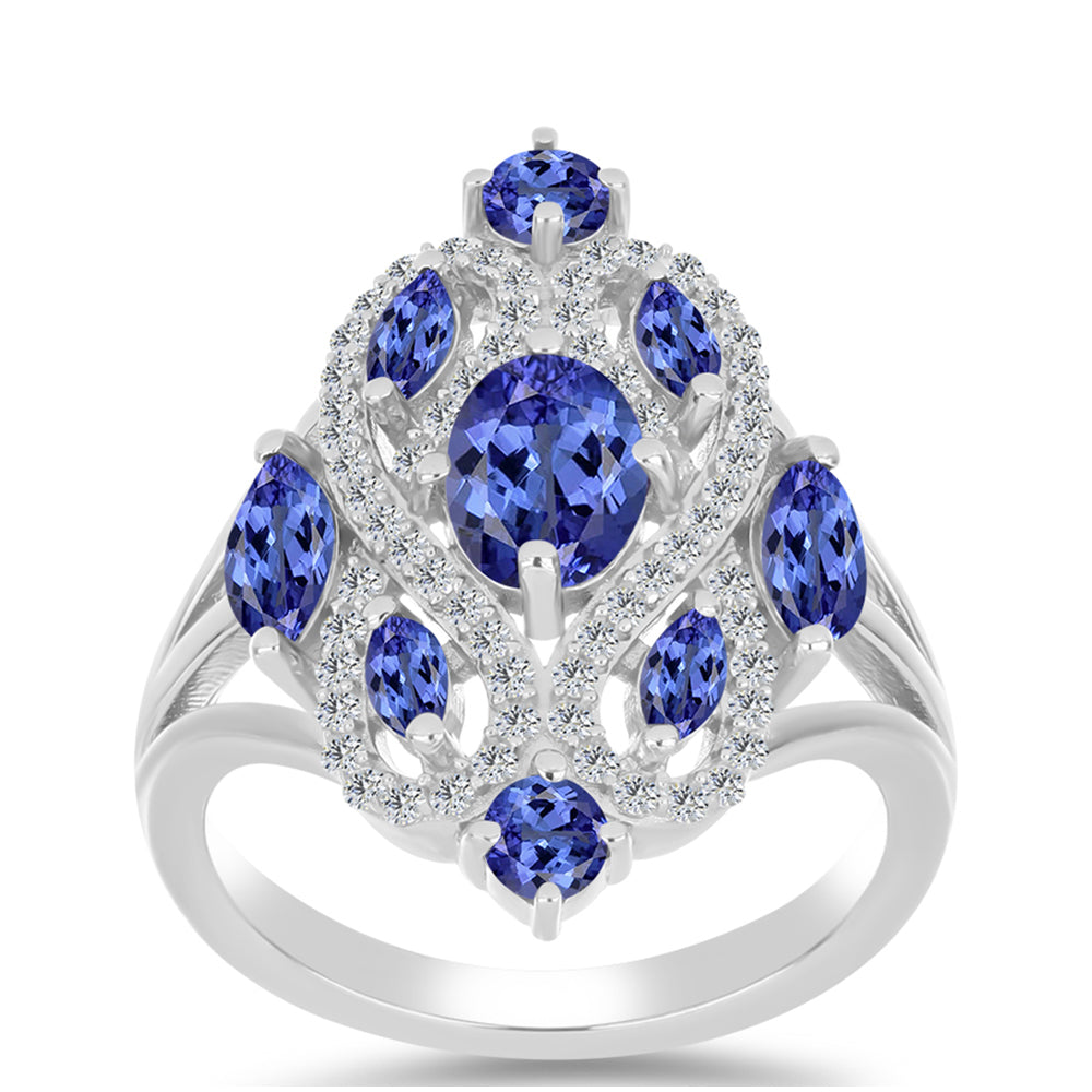 Anel de Prata com Tanzanite AAA  Contraste: Cabeca de Veado (800) 3 