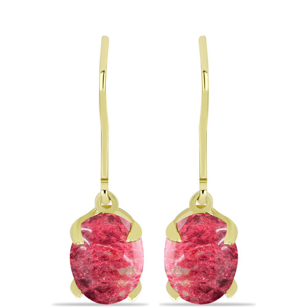 Brincos de Prata com Banho de Ouro com Thulite