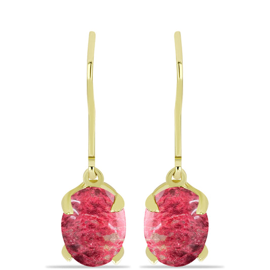 Brincos de Prata com Banho de Ouro com Thulite