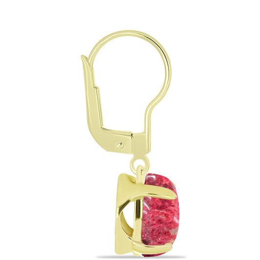 Brincos de Prata com Banho de Ouro com Thulite