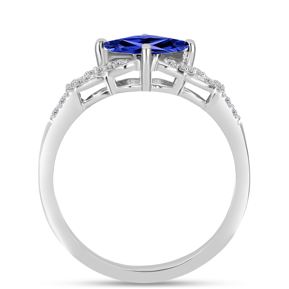Anel de Prata com Tanzanite AAA e Topázio Branco 2 