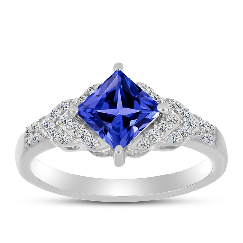 Anel de Prata com Tanzanite AAA e Topázio Branco 3 
