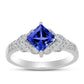 Anel de Prata com Tanzanite AAA e Topázio Branco