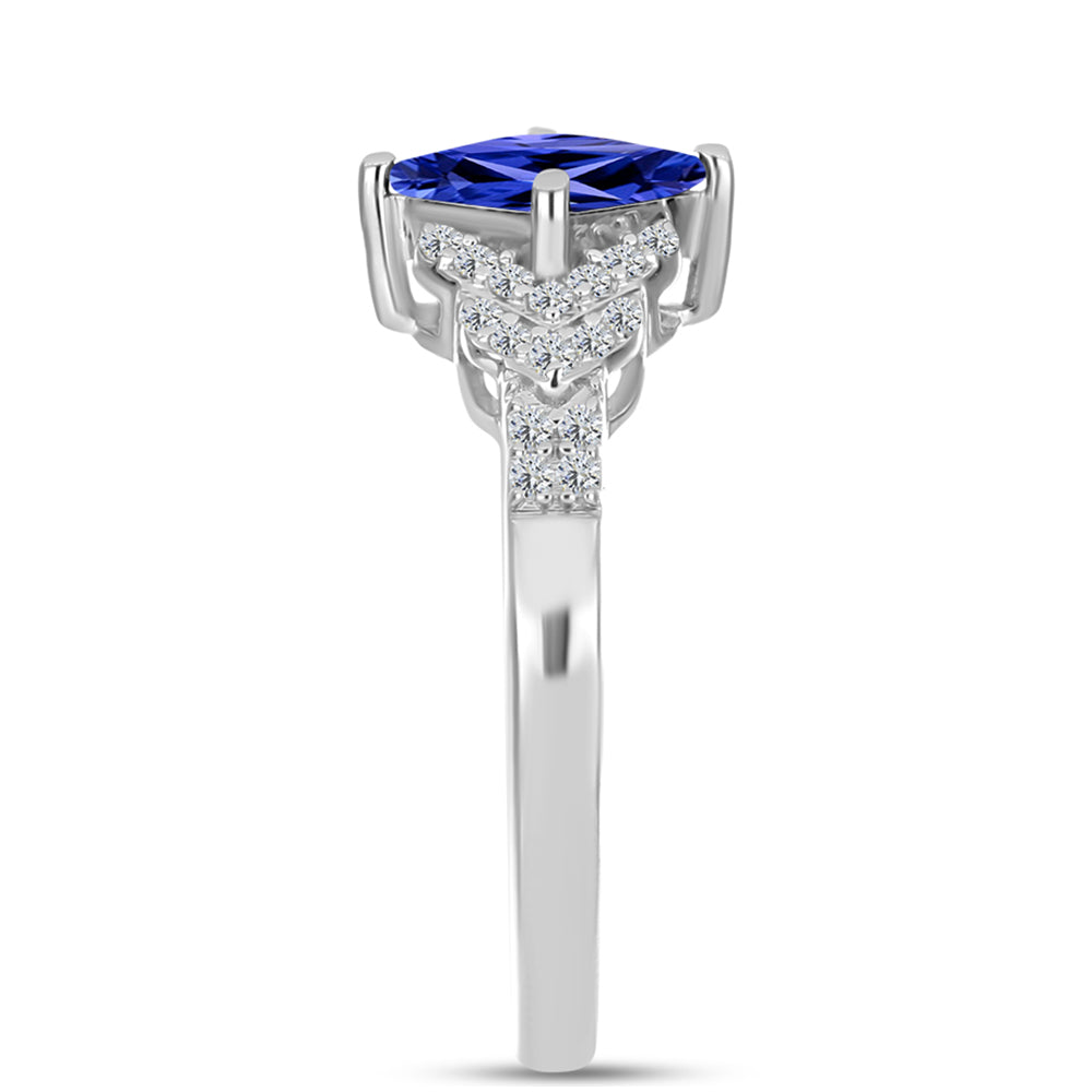 Anel de Prata com Tanzanite AAA e Topázio Branco