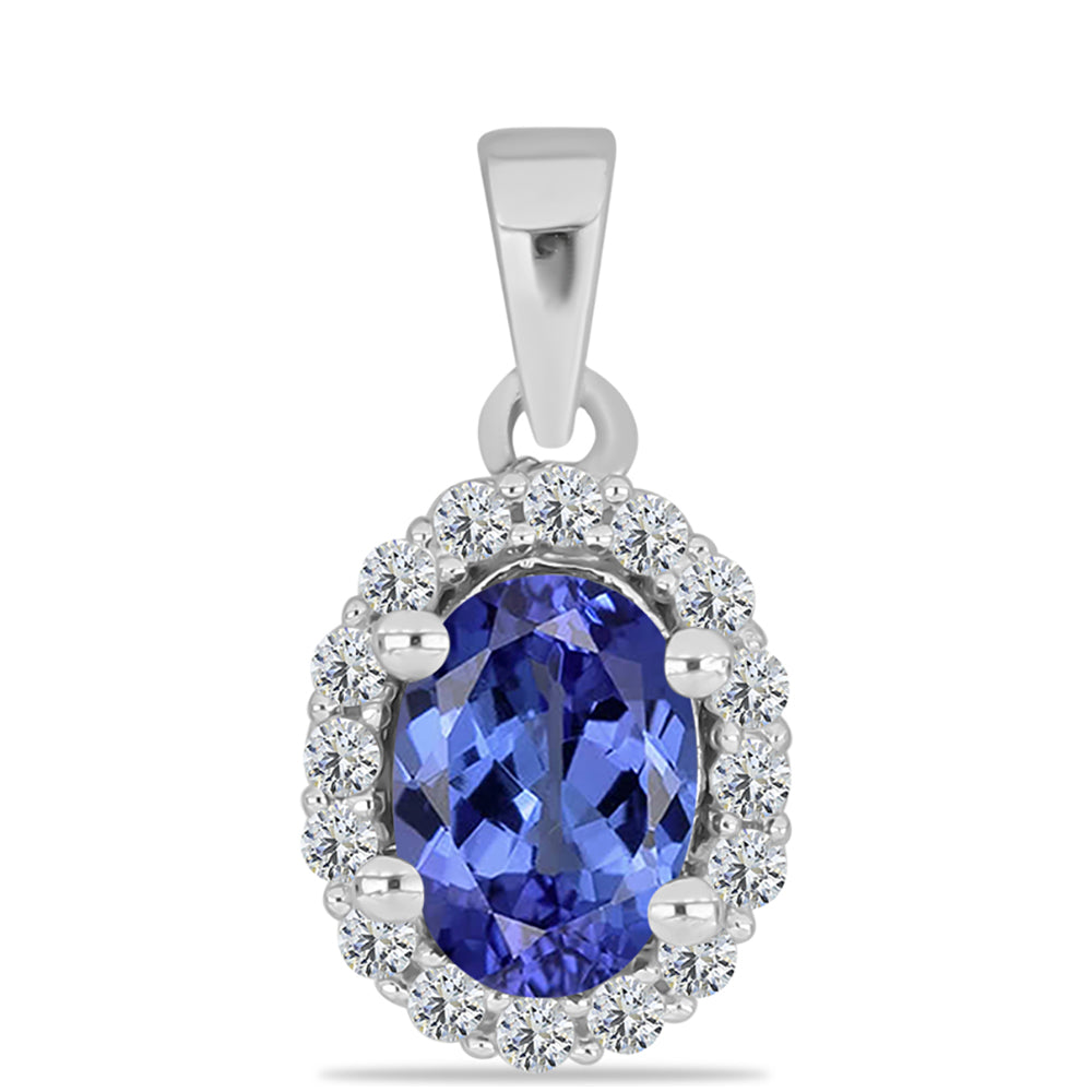 Pendente de Prata com Tanzanite AAA e Topázio Branco 1 