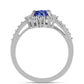 Anel de Prata com Tanzanite AAA e Topázio Branco  Contraste: Cabeca de Veado (800)