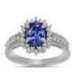 Anel de Prata com Tanzanite AAA e Topázio Branco  Contraste: Cabeca de Veado (800)