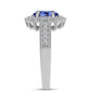Anel de Prata com Tanzanite AAA e Topázio Branco  Contraste: Cabeca de Veado (800)