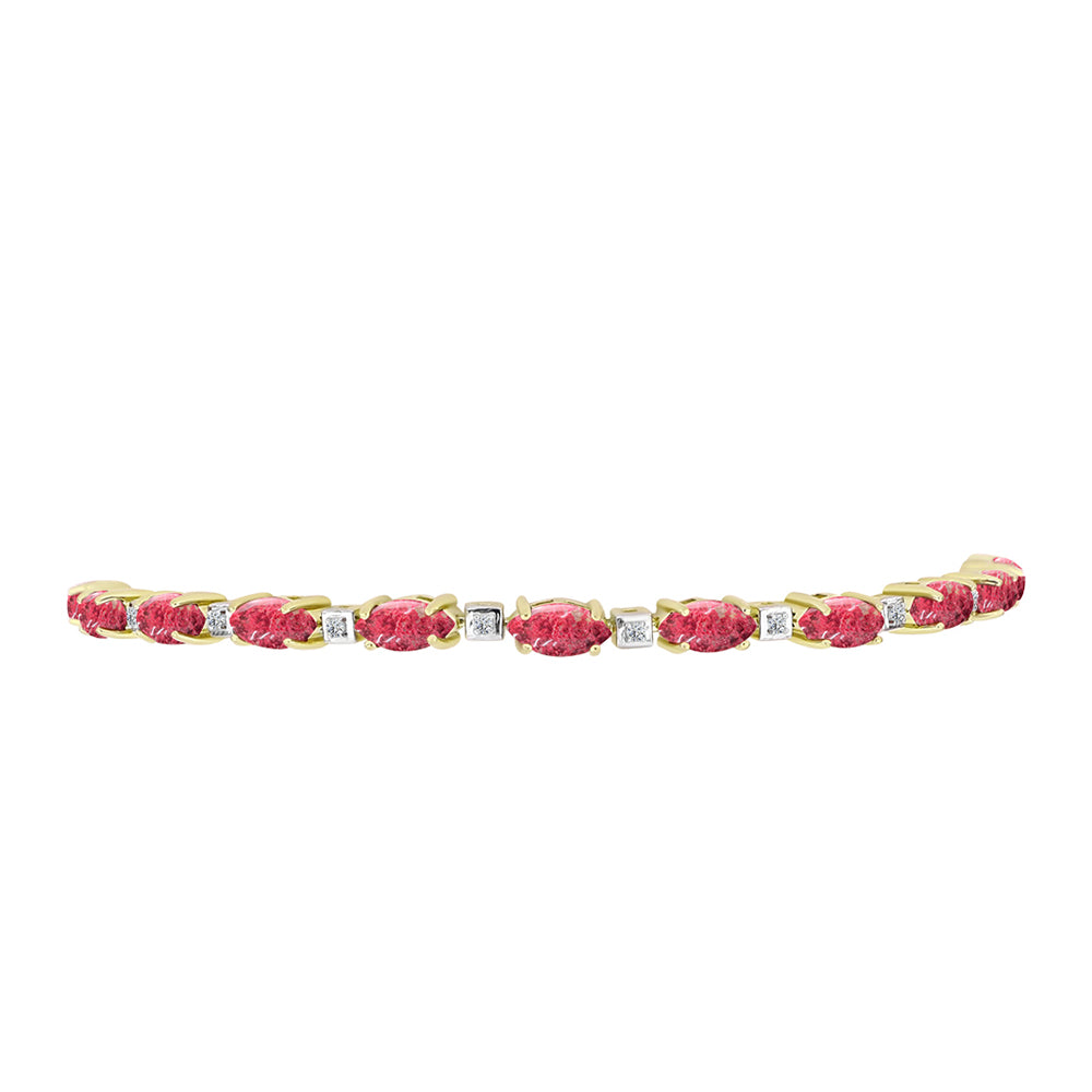 Pulseira de Prata com Banho de Ouro com Thulite e Topázio Branco  Contraste: Cabeca de Veado (800) 1 
