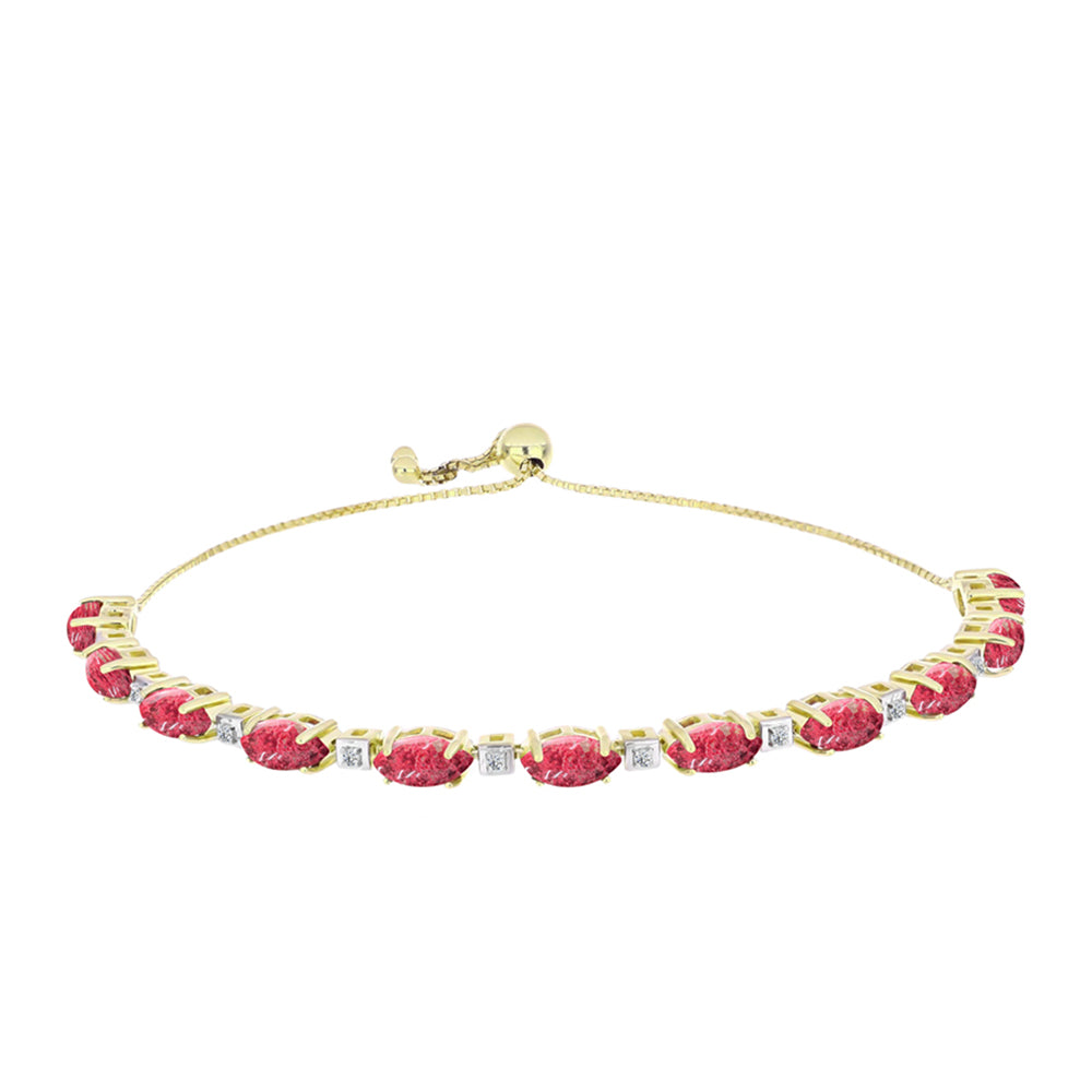 Pulseira de Prata com Banho de Ouro com Thulite e Topázio Branco  Contraste: Cabeca de Veado (800)