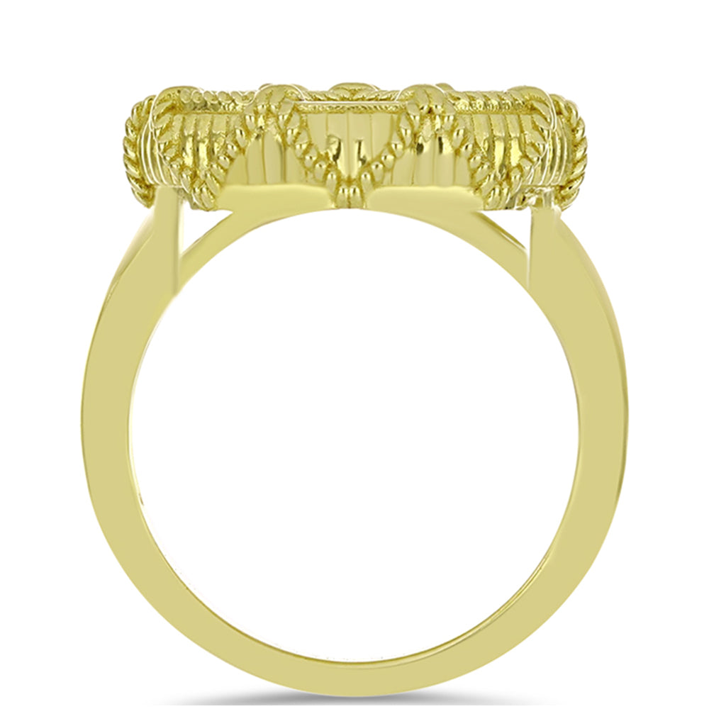 Anel de Prata com Banho de Ouro com Mãe de Pérola  Contraste: Cabeca de Veado (800) 2 