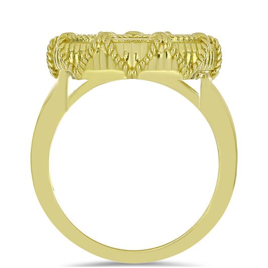 Anel de Prata com Banho de Ouro com Mãe de Pérola  Contraste: Cabeca de Veado (800)