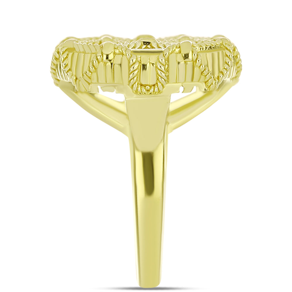 Anel de Prata com Banho de Ouro com Mãe de Pérola  Contraste: Cabeca de Veado (800)