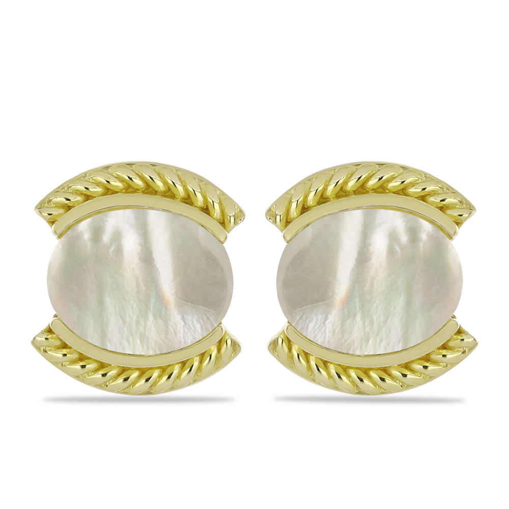 Brincos de Prata com Banho de Ouro com Mãe de Pérola 1 