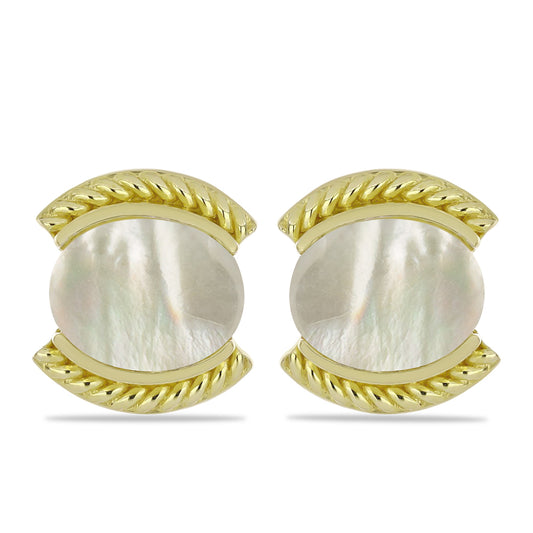 Brincos de Prata com Banho de Ouro com Mãe de Pérola