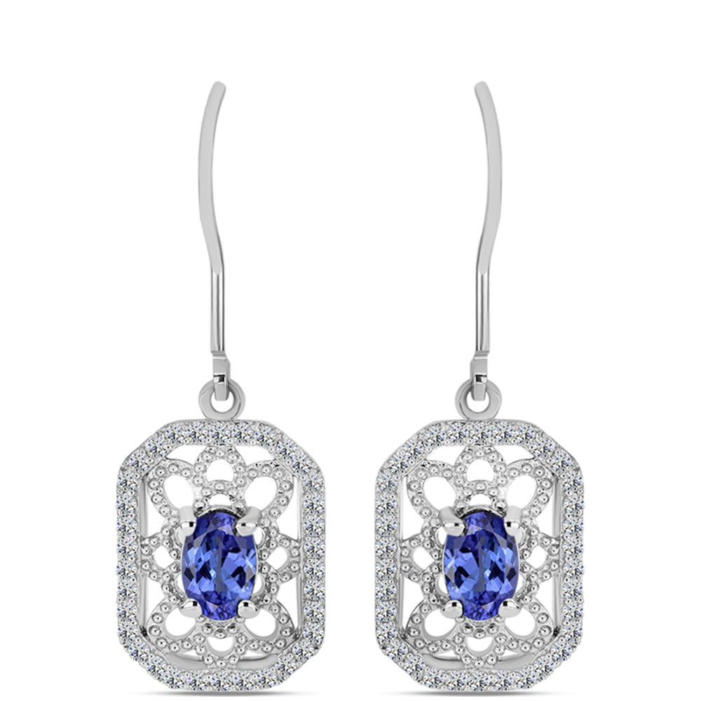 Brincos de Prata com Tanzanite AAA e Topázio Branco 1 