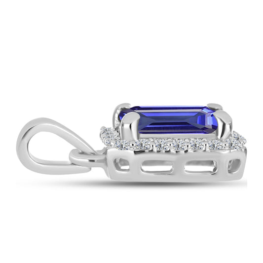 Pendente de Prata com Tanzanite AAA e Topázio Branco