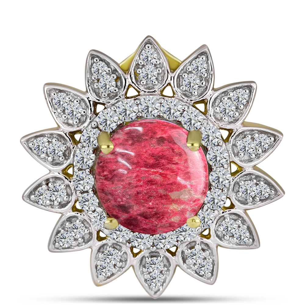 Pendente de Prata com Banho de Ouro com Thulite e Topázio Branco