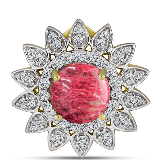Pendente de Prata com Banho de Ouro com Thulite e Topázio Branco