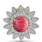 Pendente de Prata com Banho de Ouro com Thulite e Topázio Branco