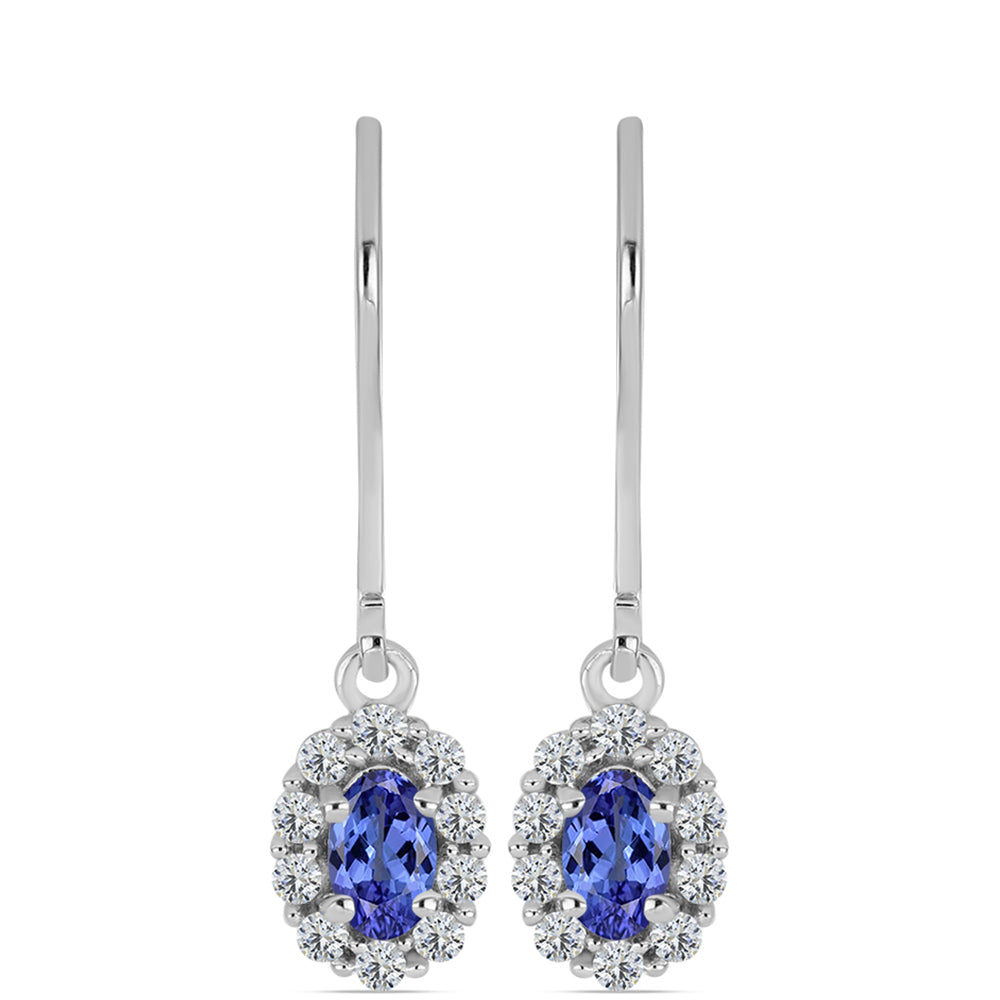 Brincos de Prata com Tanzanite AAA e Topázio Branco